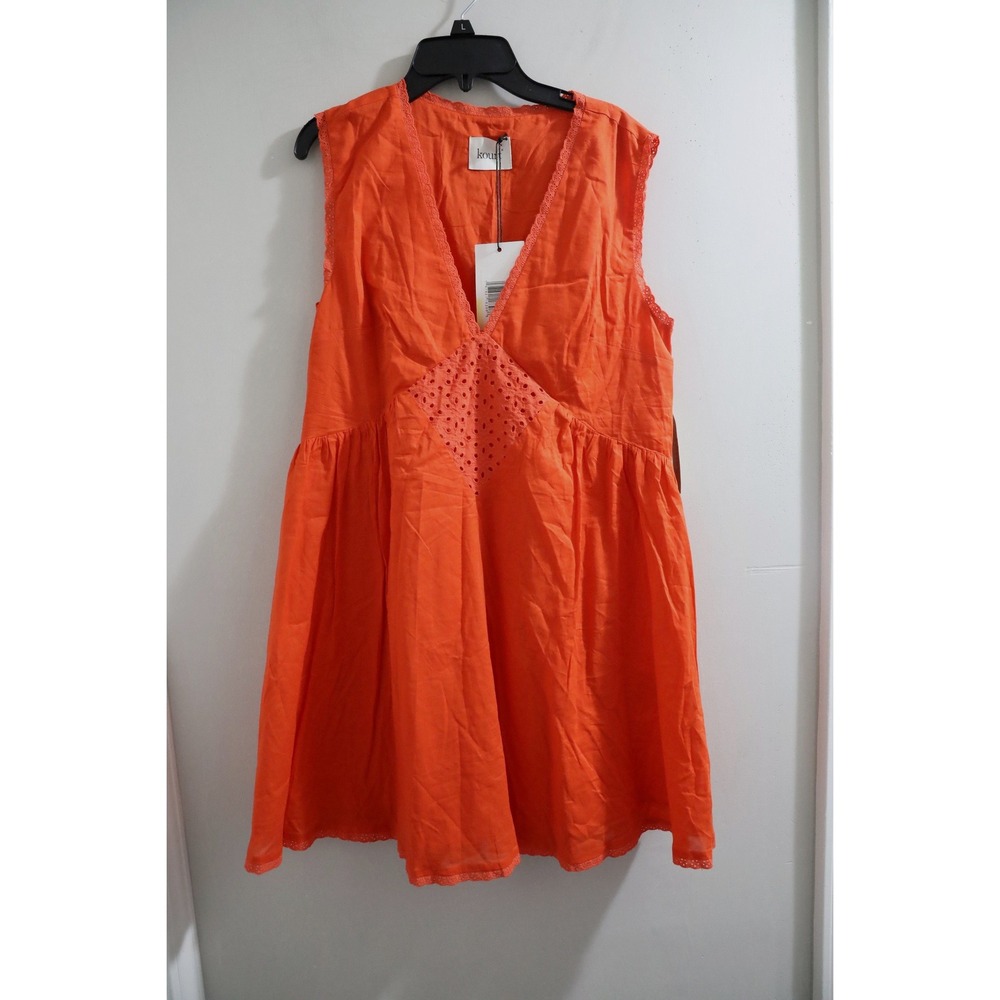 kourt Tatiana Cotton Dress RED Eyelet Lace Trim Cotton Mini Dress M